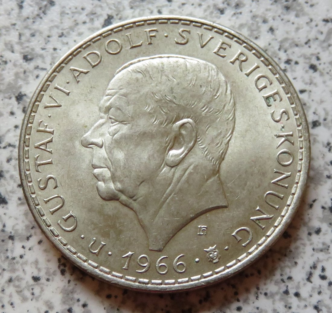  Schweden 5 Kronor 1966, 18 Gramm, 400-er Silber   