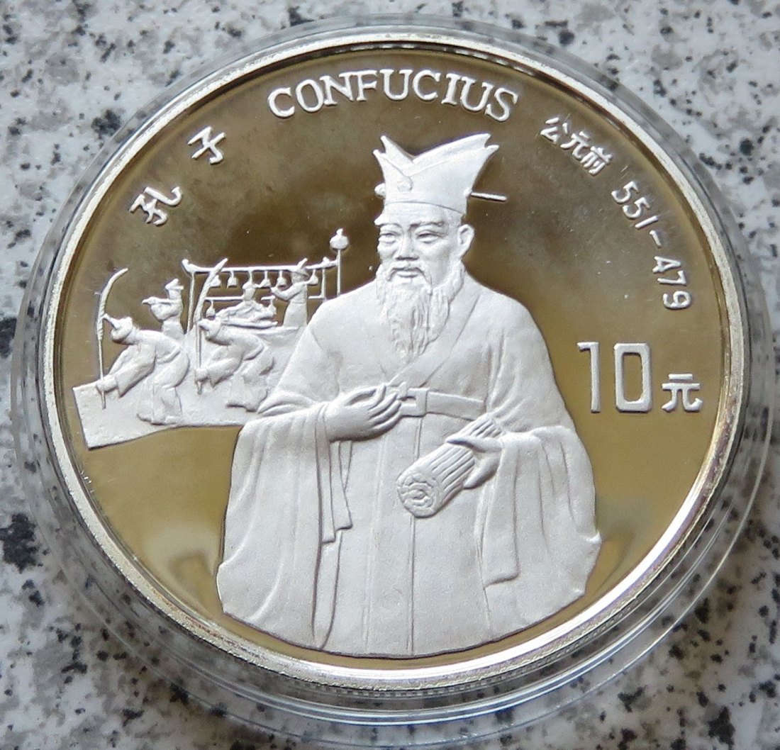  China 10 Yuan 1994, Confucius, PP offen/stark berührt   