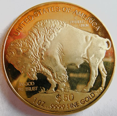  USA 50 Dollar 2011, Buffalo, Copy, Ni (?) vergoldet, 28,67 g, magn. 40 mm   