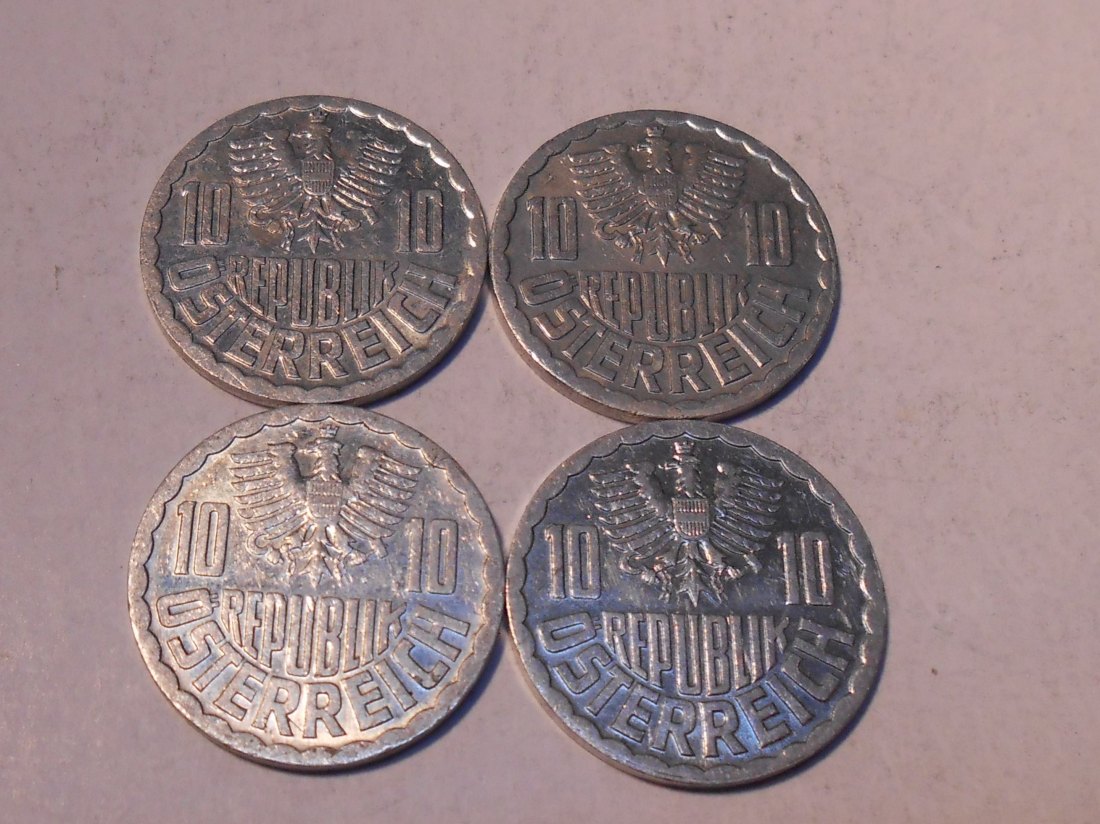  M.203. Österreich 4er Lot, 10 Groschen 1981, 1982, 1983 und 1991   