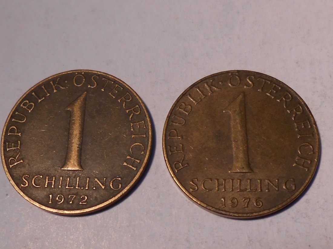  M.206. Österreich 2er Lot, 1 Schilling 1972, 1 Schilling 1976   