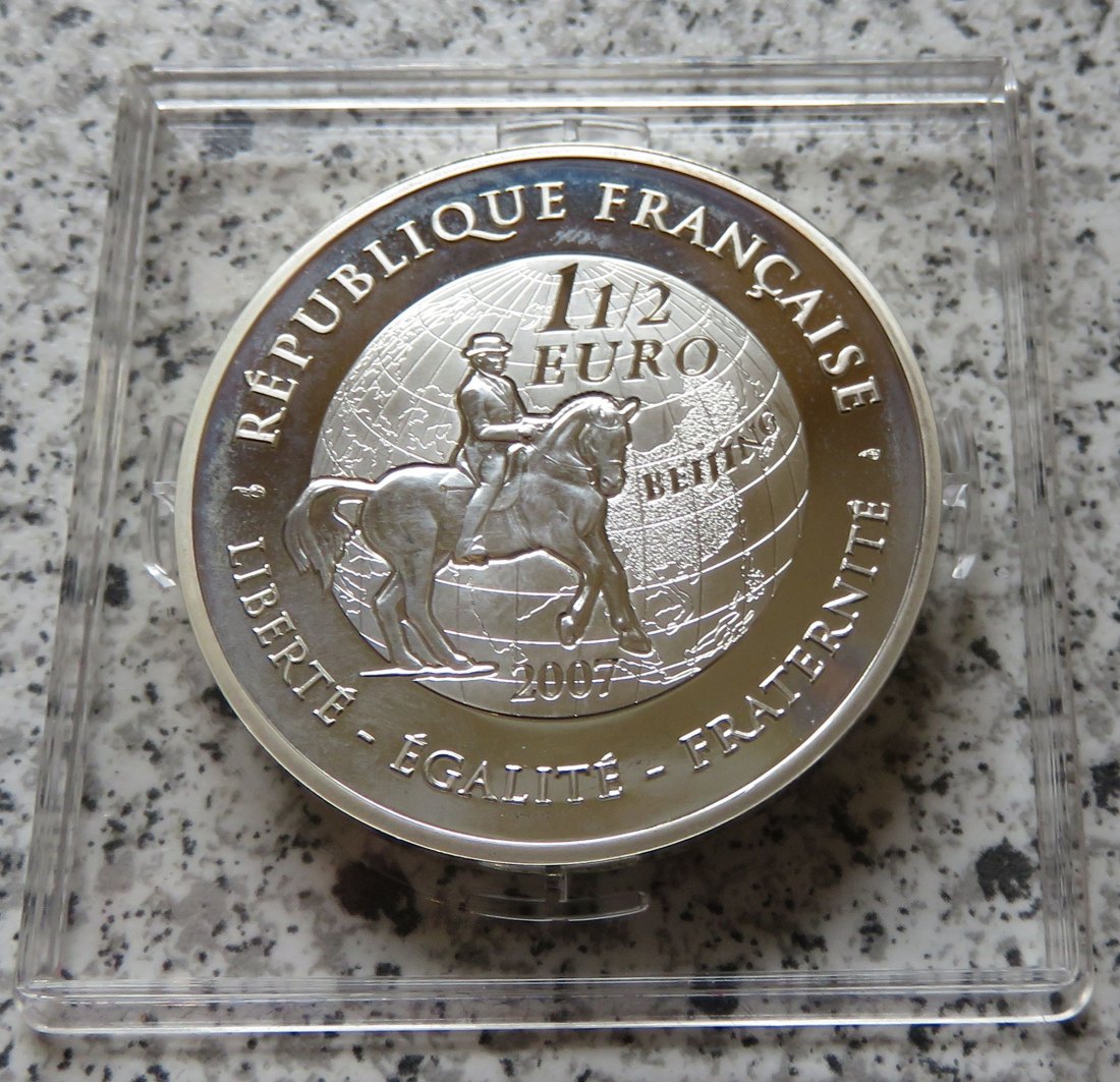  Frankreich 1,5 Euro 2007 PP, offen/stark berührt, 22,2 Gramm 900-er Silber   