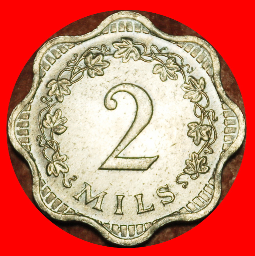  Ⰶ GROSSBRITANNIEN (1972-2007): MALTA ★ 2 MILS 1972 JOHANNITERKREUZ und DELFINE! VZGL★OHNE VORBEHALT!   