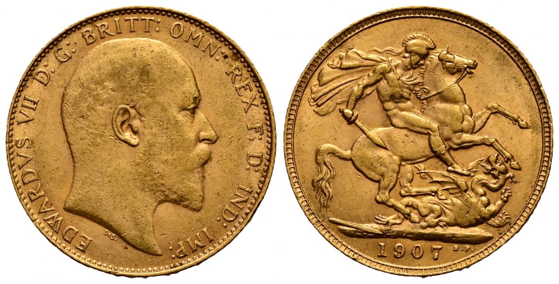 PEUS 2392 Großbritannien 7,32 g Feingold. Eduard VII. (1901 - 1910) Sovereign GOLD 1907 Sehr schön