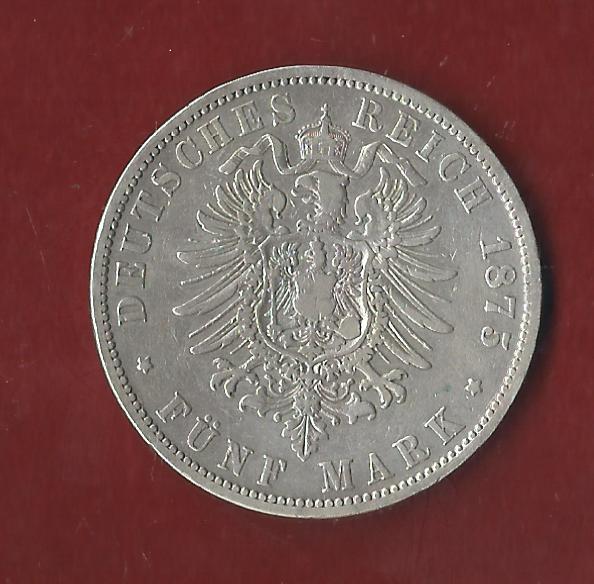  5 Mark Preussen 1875 B Koblenzer Münzen Studio Koblenz Frank Maurer AH133   