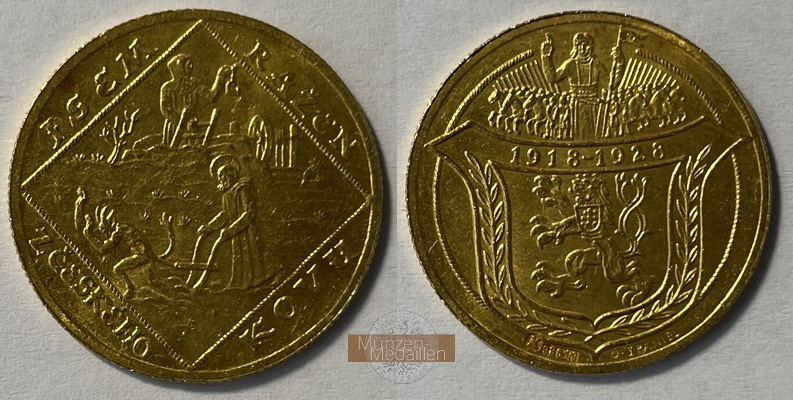 Tschechoslowakei, 1. Republik 1919-1938 MM-Frankfurt Feingewicht: 6,89g Doppeldukat 1928 