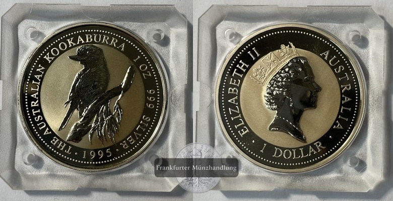  Australien  1 Dollar 1995 Kookaburra  FM-Frankfurt KM#260 Feinsilber: 31,1g   