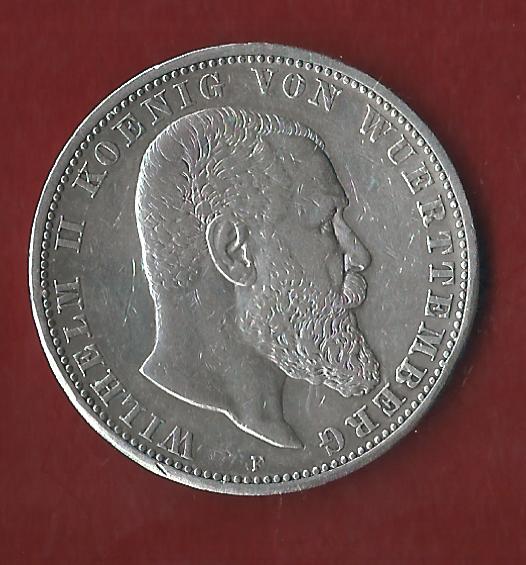  5 Mark Wuerttemberg 1902 Koblenzer Münzen Studio Koblenz Frank Maurer AH134   