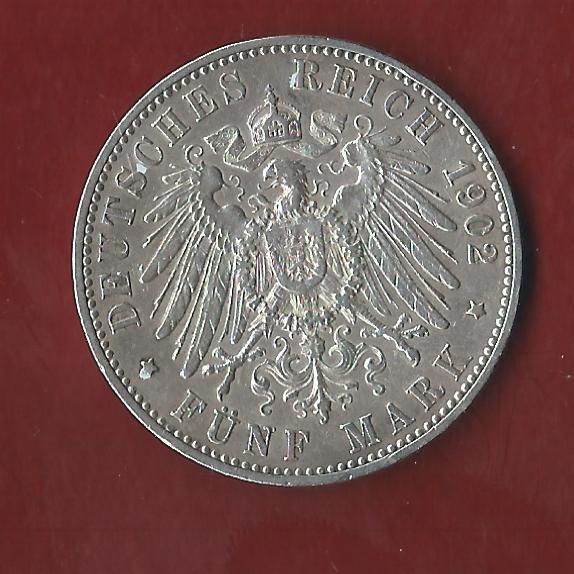  5 Mark Wuerttemberg 1902 Koblenzer Münzen Studio Koblenz Frank Maurer AH134   