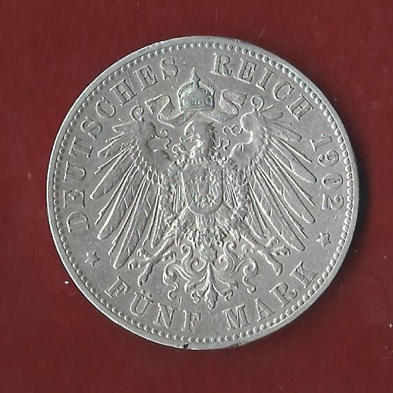  5 Mark Hamburg 1902 Koblenzer Münzen Studio Koblenz Frank Maurer AH135   