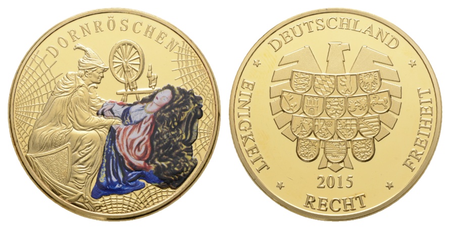  BRD; Märchen- Medaille 2015; Dornröschen, unedel, 42,48 g; Ø 40,1 mm   