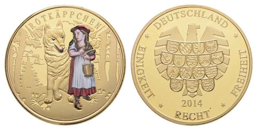  BRD; Märchen- Medaille 2014; Rotkäppchen, unedel, 41,97 g; Ø 40,1 mm   