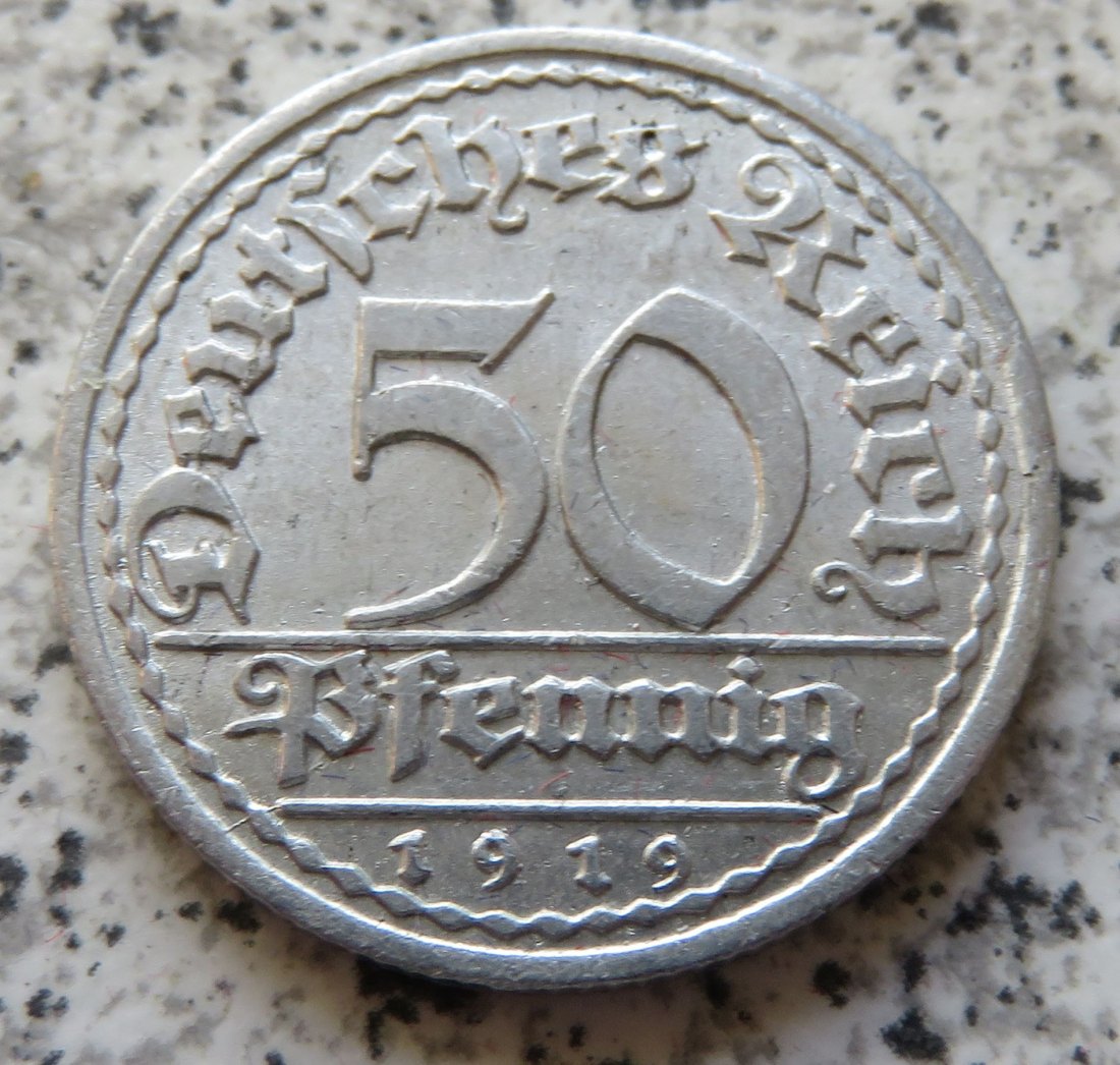  Weimarer Republik 50 Pfennig 1919 D   