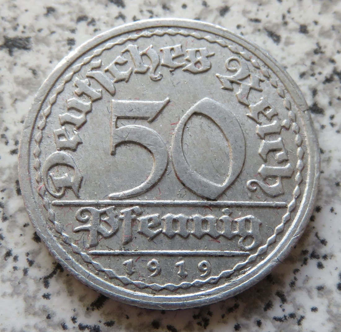  Weimarer Republik 50 Pfennig 1919 D   