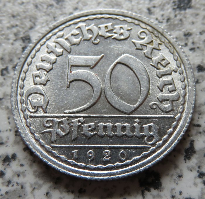  Weimarer Republik 50 Pfennig 1920 A   