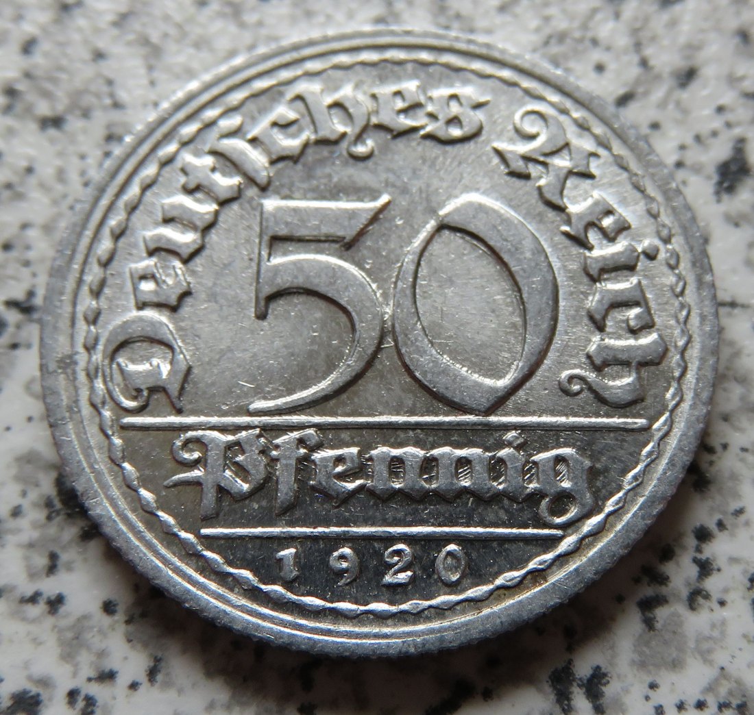  Weimarer Republik 50 Pfennig 1920 D, Doppelschlag (Sich und bringt)   