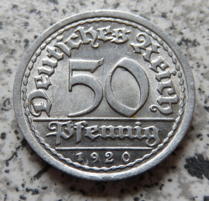  Weimarer Republik 50 Pfennig 1920 F   