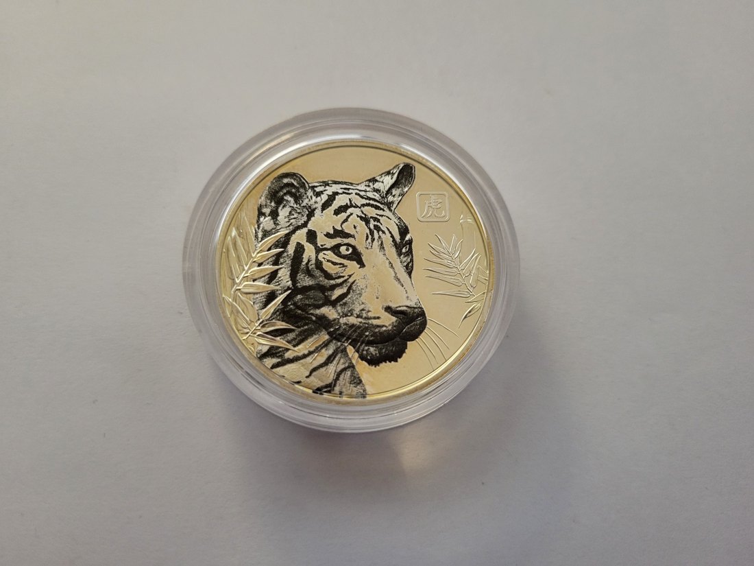  1 Dollar Tiger Kopf 2022 Lunar 1 OZ Unze silber 999 Niue Spittalgold9800 (00   