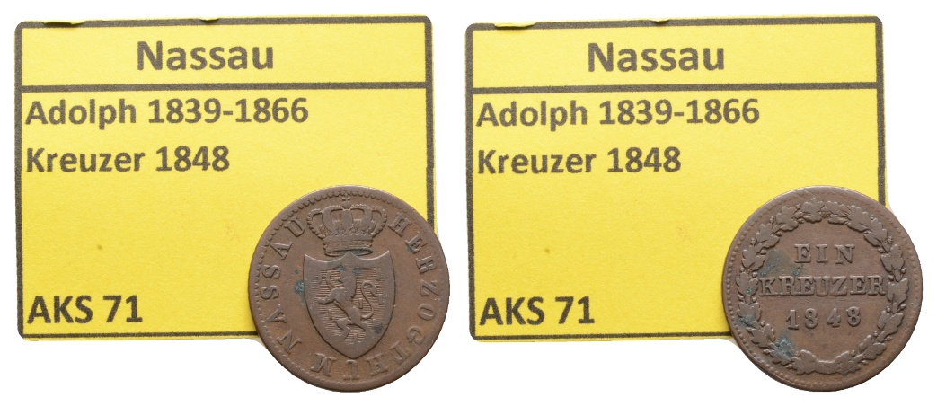  Altdeutschland, Nassau, Kreuzer 1848   