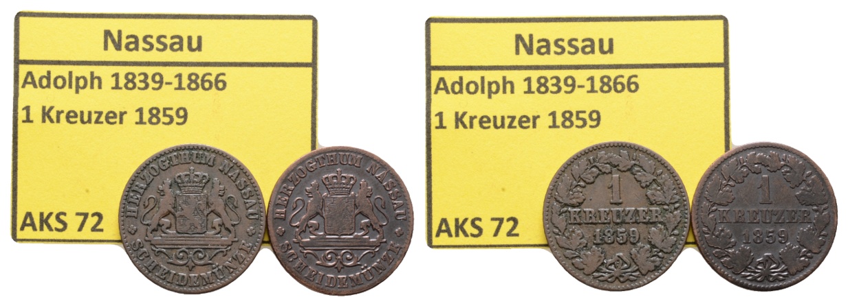  Altdeutschland, Nassau,2x Kreuzer 1859   