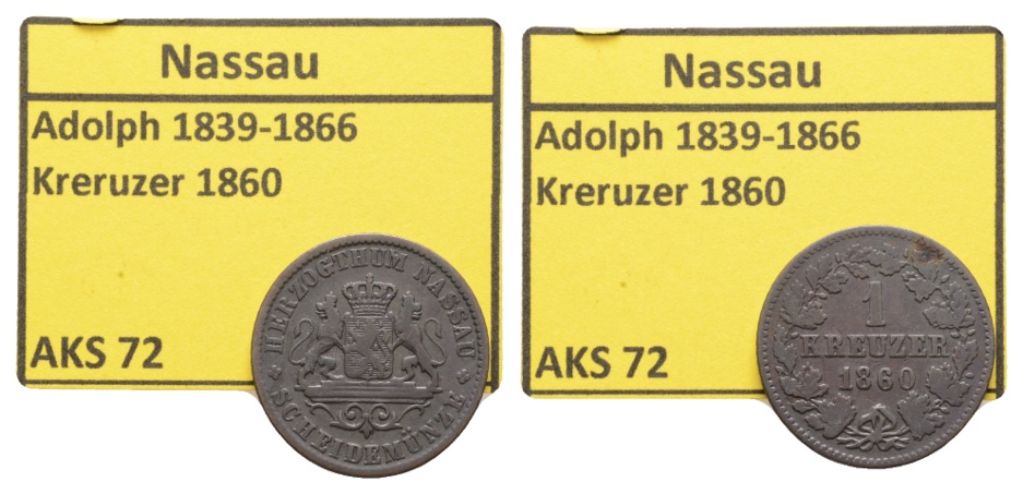  Altdeutschland, Nassau, Kreuzer 1860   