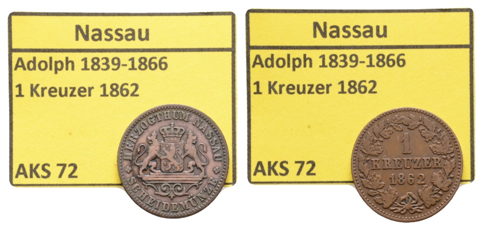  Altdeutschland, Nassau, Kreuzer 1862   