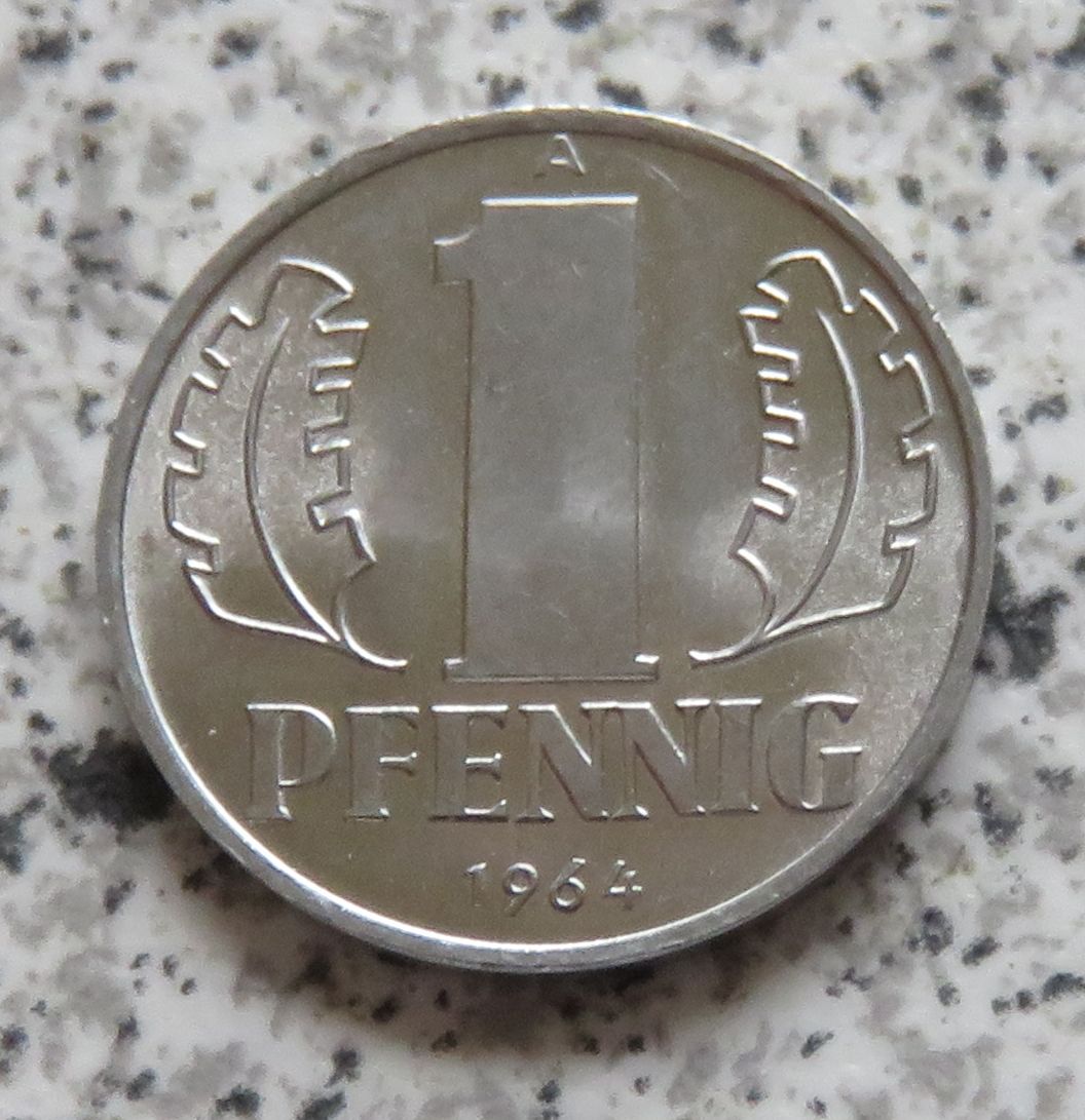  DDR 1 Pfennig 1964 A, Erhaltung   