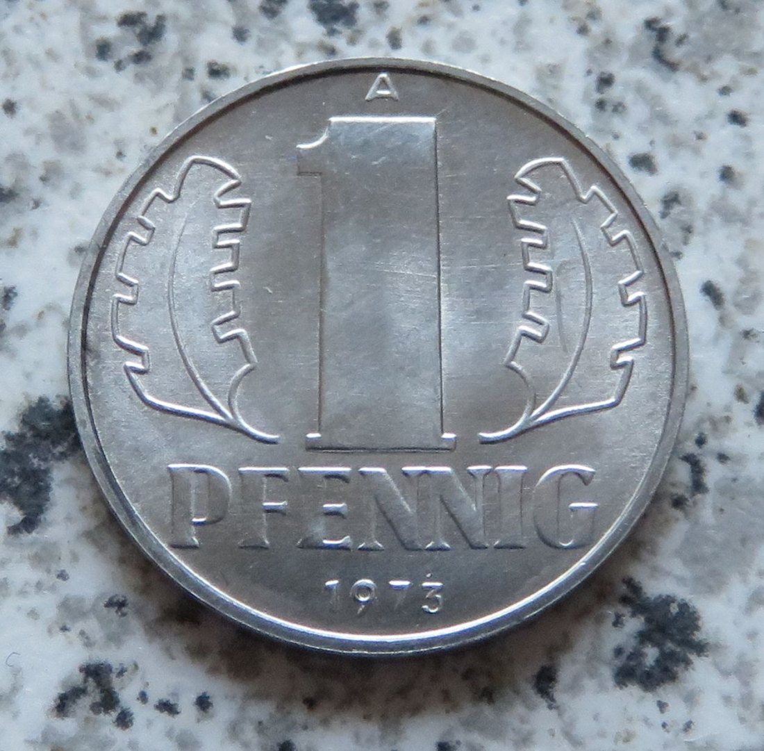  DDR 1 Pfennig 1973 A, besseres Jahr, bfr.   