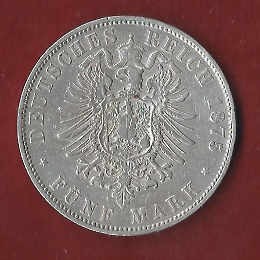  5 Mark Bayern 1875 D Koblenzer Münzen Studio Koblenz Frank Maurer AH144   