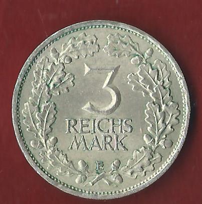  Weimar 3 Mark Rheinlande 1925 E vz Koblenzer Münzen Studio Koblenz Frank Maurer AH147   