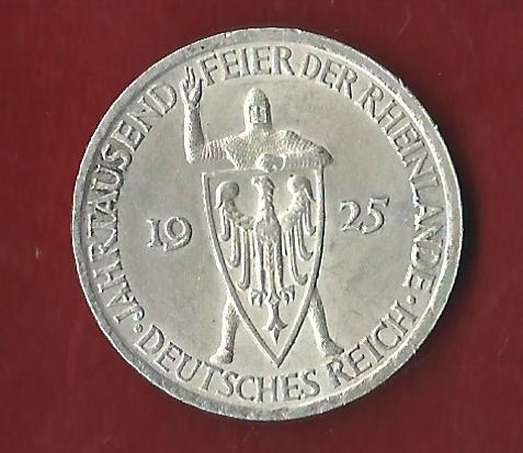  Weimar 3 Mark Rheinlande 1925 E vz Koblenzer Münzen Studio Koblenz Frank Maurer AH149   