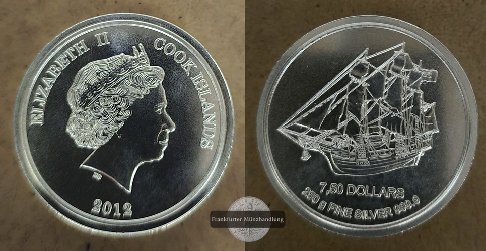  Cook Islands.  7.5 Dollar 2012 (Münzbarren stangenförmig) FM-Frankfurt Feinsilber: 250g   