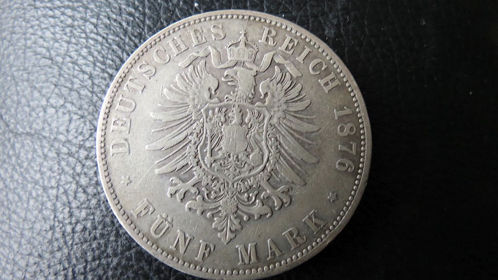  Königreich Bayern; Ludwig II. 5 Mark 900er Silber; 1876  D   