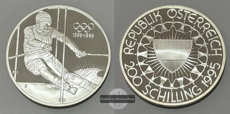  Österreich  200 Schilling   1995   Olympia - Ski    FM-Frankfurt   Feinsilber: 31,1g   