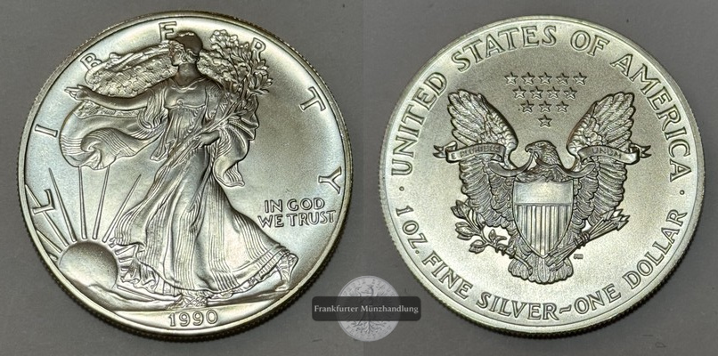  USA 1 Dollar Liberty 1990 PP  FM-Frankfurt Feinsilber: 31,1g   