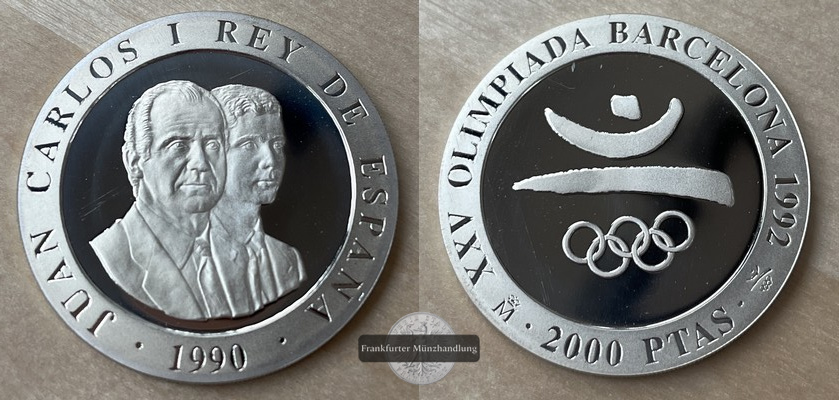  Spanien 2.000 Pesetas Olympiade Barcelona 1992  FM-Frankfurt  Feinsilber: 24,98g   