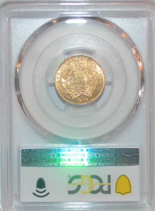  -kirofa - FRANKREICH 10 GOLD FRANCS - CERES 1896 A - GOLD 90% . PCGS AU 58   