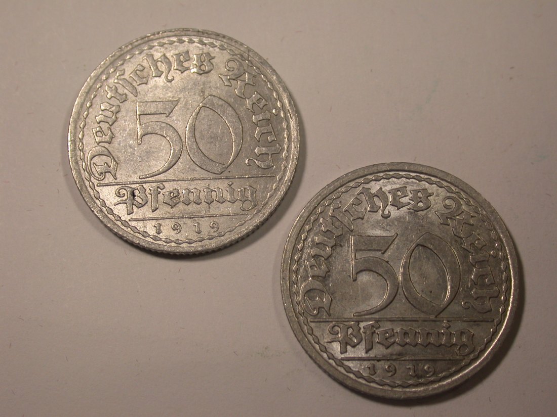  I16 Weimar  50 Pfennig 1919 A und D  2 Stück   Originalbilder   