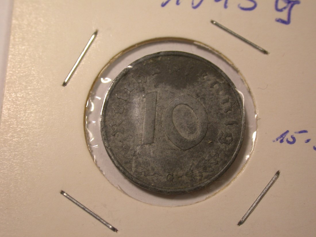  I16  3. Reich  10 Pfennig 1943 G in ss  Originalbilder   