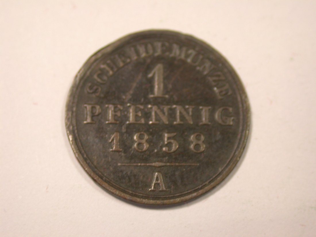  I16  Schaumburg Lippe 1 Pfennig 1858 A in ss  Originalbilder   