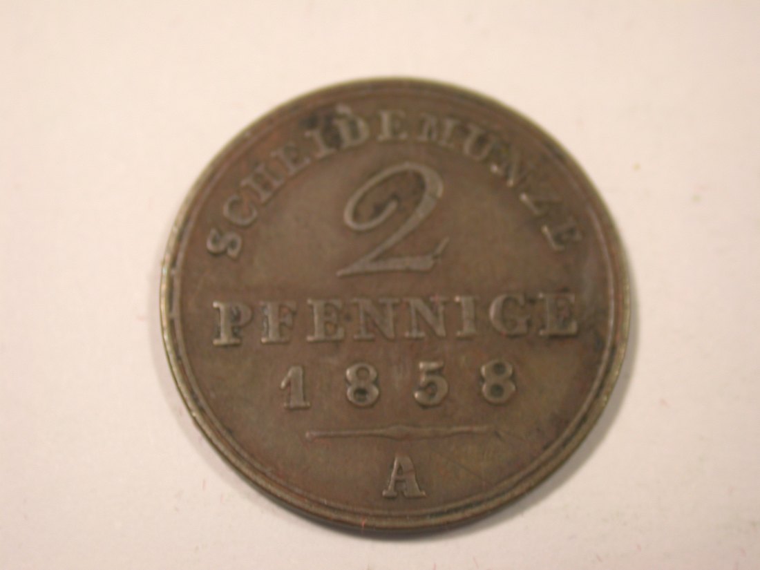  I16  Schaumburg Lippe 2 Pfennig 1858 A in ss/ss+  Originalbilder   