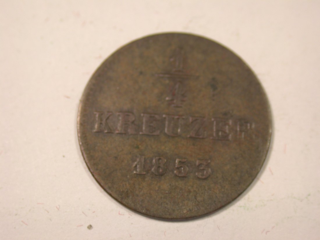  I16  Schwarzburg-Rudolstadt  1/4 Kreuzer 1853 in ss  Originalbilder   