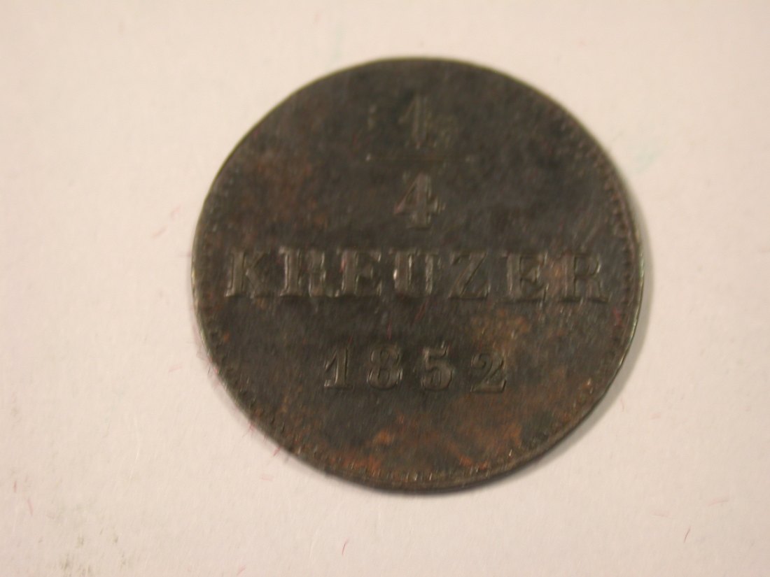  I16  Schwarzburg-Rudolstadt  1/4 Kreuzer 1852 in ss-vz/vz  Originalbilder   