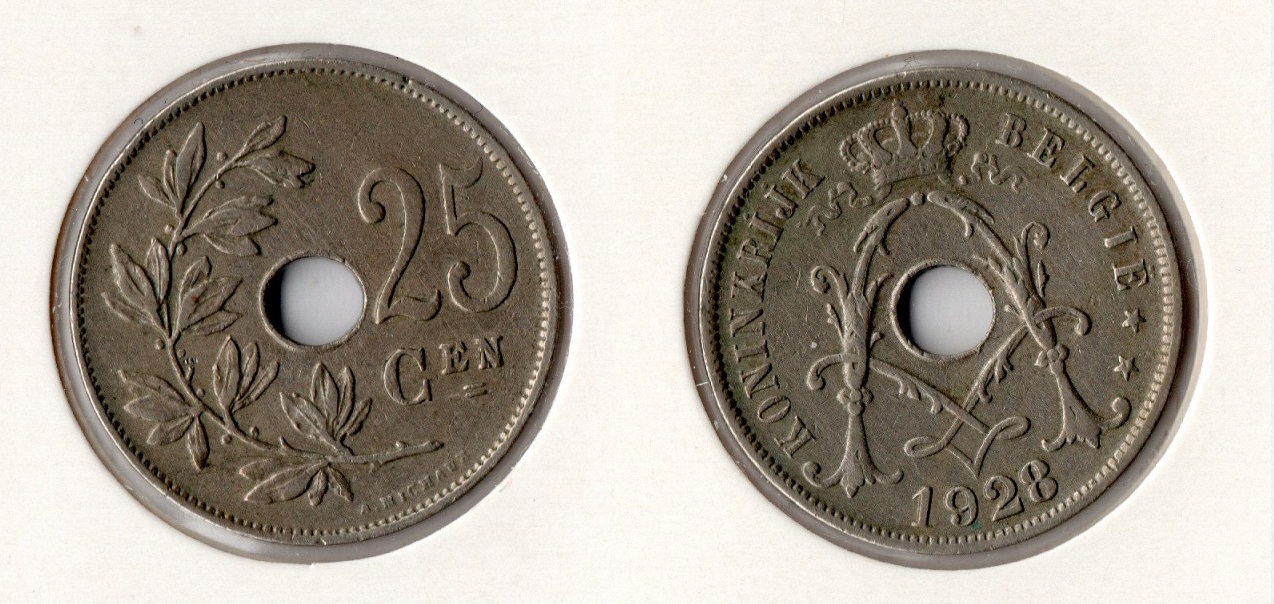  Belgien 25 Centimes 1928 (K-N) Albert I.   