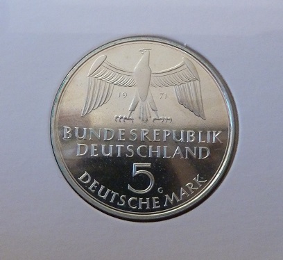  BRD 5 DM 1971 -G- Reichsgründung Unc./Stgl. Silber   