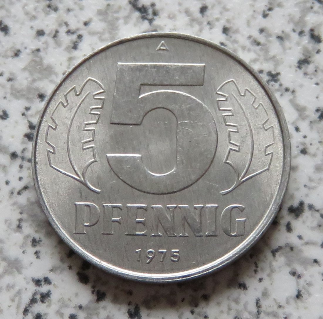  DDR 5 Pfennig 1975 A, Erhaltung   