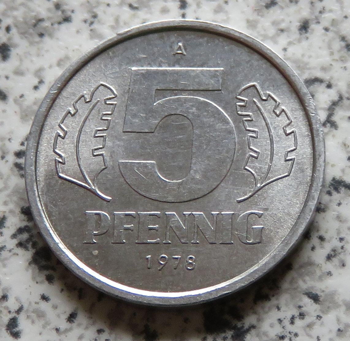  DDR 5 Pfennig 1978 A, Erhaltung   