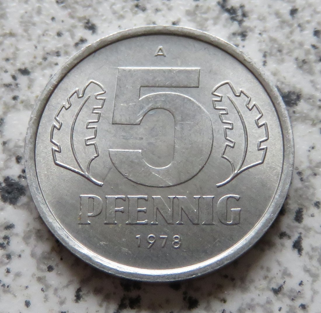  DDR 5 Pfennig 1978 A, Erhaltung   