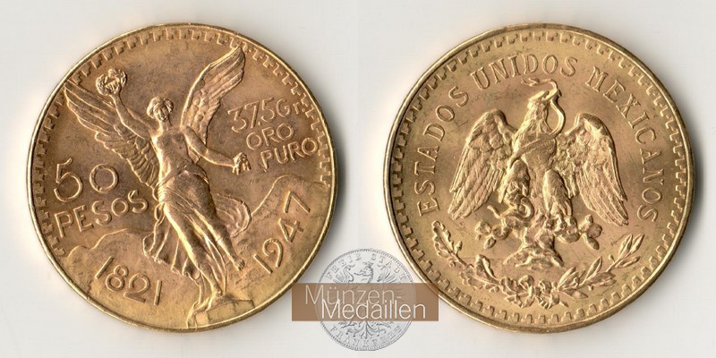 Mexiko  50 Pesos  1947 MM-Frankfurt Feingold: 37,50g   