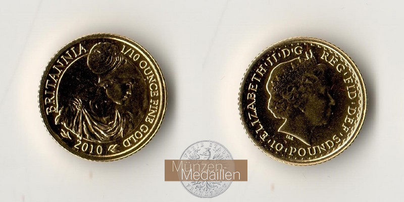 Grossbritannien MM-Frankfurt Feingold: 3,12g 10 Pounds (Britannia) 2010 